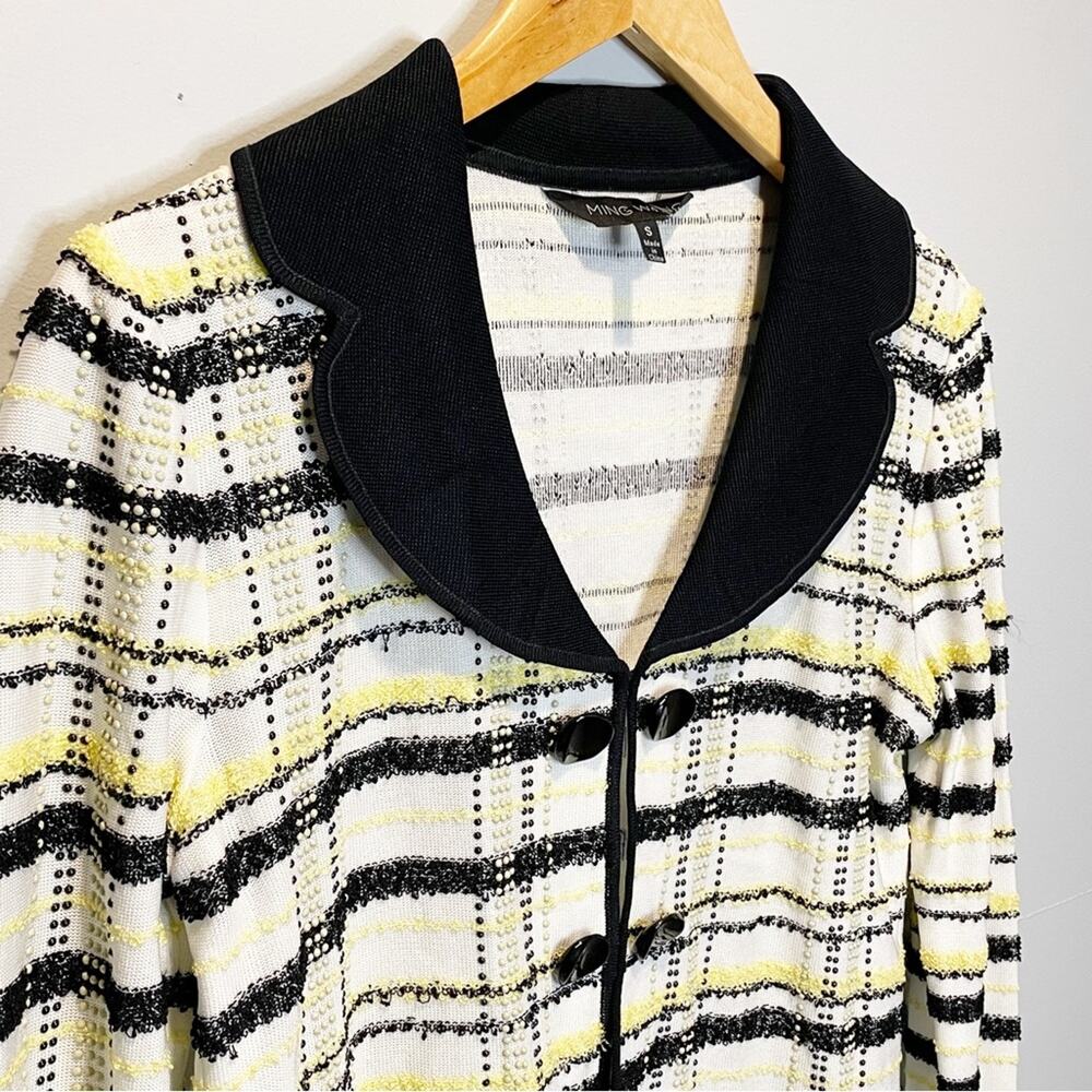 Ming Wang Plaid Pattern Beaded Jacket Blazer - Si… - image 2